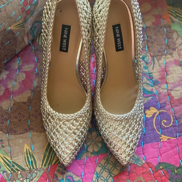 Nine West Shoes - Nine West Gold Woven Heels